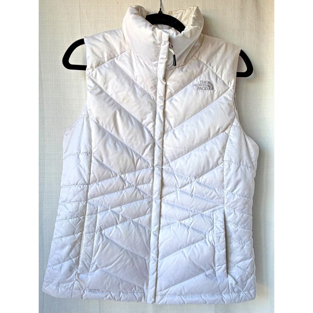 THE NORTH FACE Women’s 550 Fill GOOSE DOWN Vest Sz M White Silver Puffer CLEAN